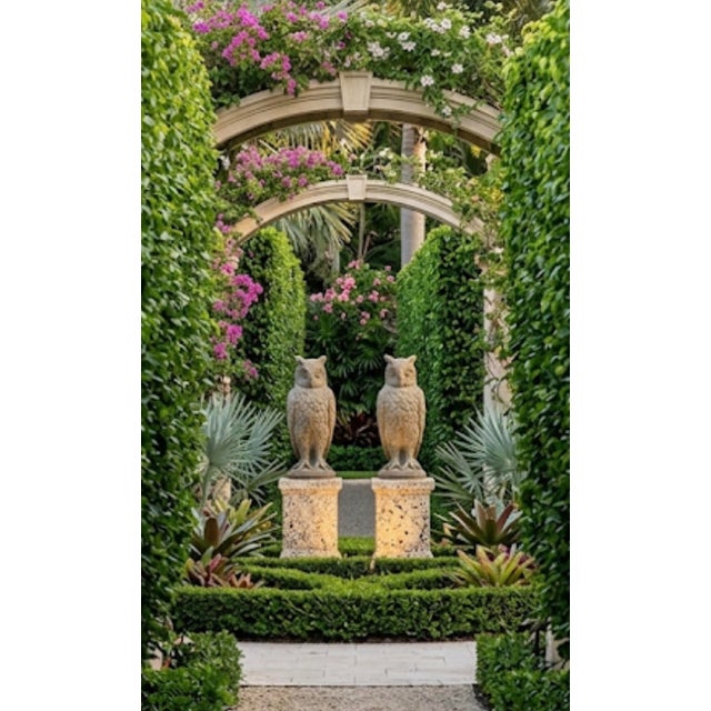 Stone A Pair of Vintage English Cast Stone Great Horned Owls For Sale - Image 7 of 8