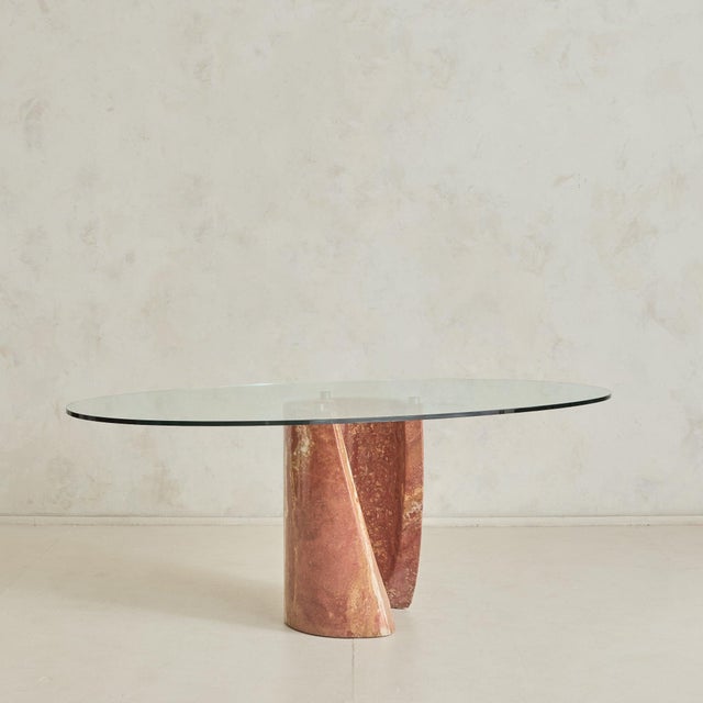 Mid-Century Modern Italian Red Marble Oval Dining Table, 1970s For Sale - Image 3 of 11