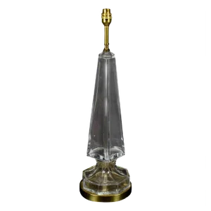 Mid-Century Glass & Brass Obelisk Table Lamp