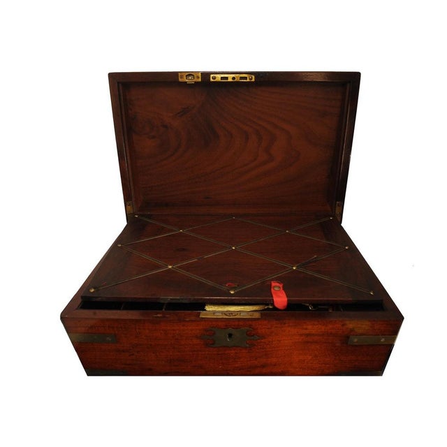 Brown Rosewood Writing Slope with Decorative Brass Trim from Wells and Lambe, Set of 6 For Sale - Image 8 of 14