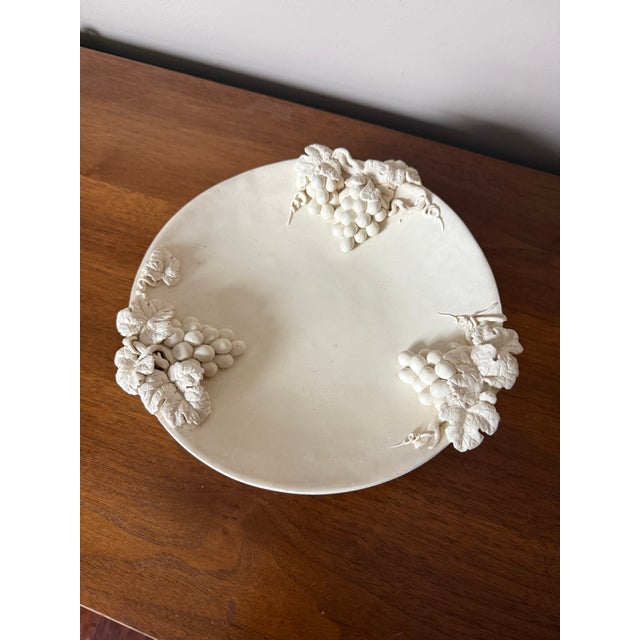 Ceramic Vintage Italian Dessert or Fruit Pedestal Stand Cream Ceramic Pottery For Sale - Image 7 of 9