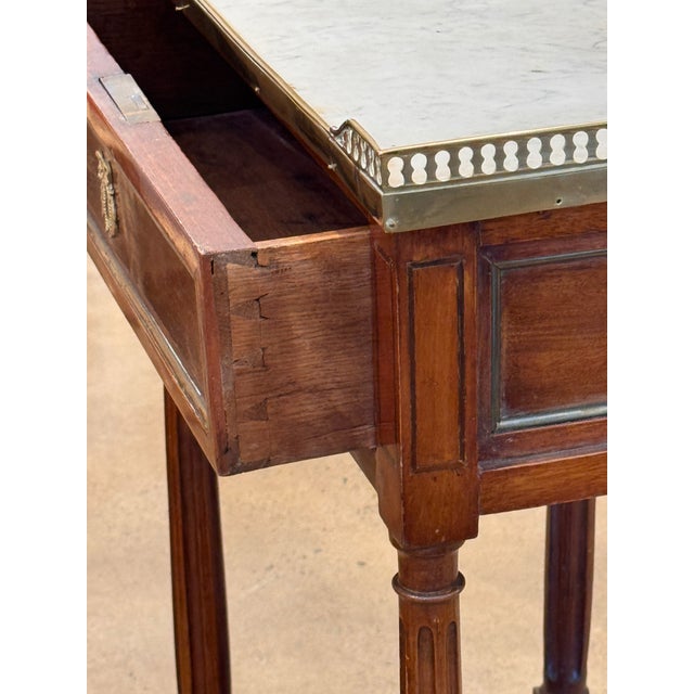 Brown 19th Century French Marble Top Mahogany Side Table With Brass Gallery For Sale - Image 8 of 11