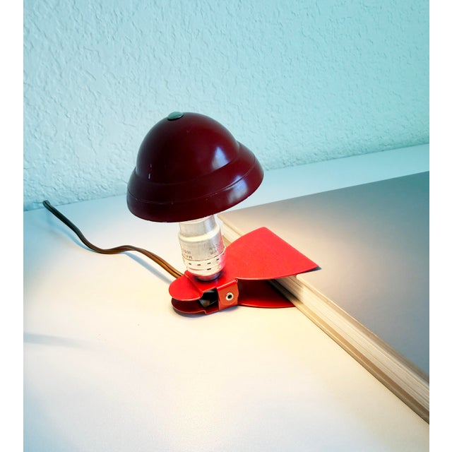 Mid-Century Modern 1950s Red Mini Clip Light For Sale - Image 3 of 9