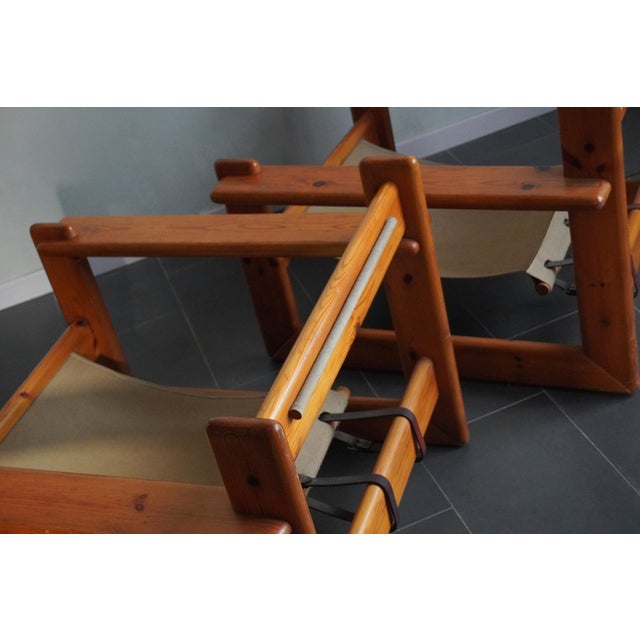 Pine and Fabric Armchairs in the style of Afra and Tobia Scarpa, 1970s, Set of 2 For Sale - Image 12 of 18