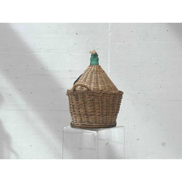Wood Mid-Century Italian Glass Balloon Bottle in Wickerwork, 1960s For Sale - Image 7 of 14