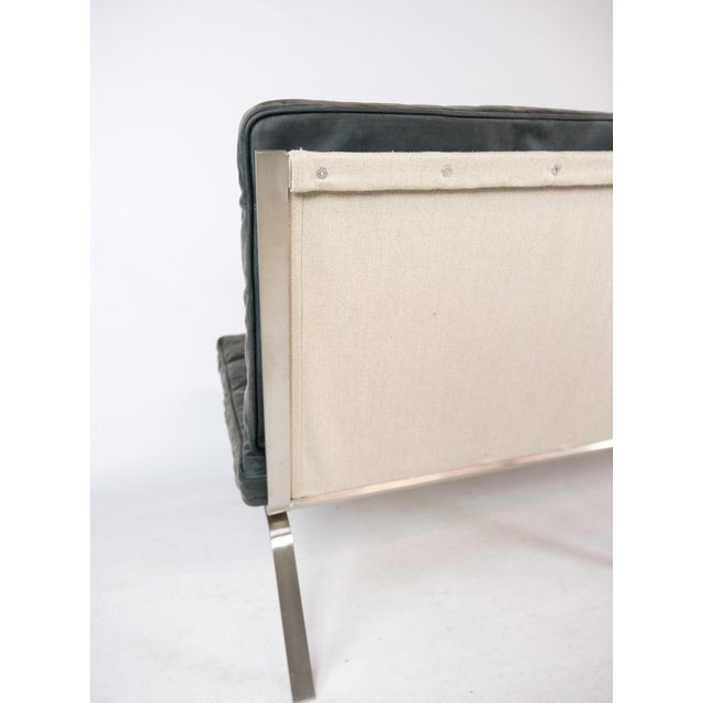 Stainless Steel & Black Leather 2-Seater Sofa by Mann for Norr11, 2000s For Sale - Image 6 of 16