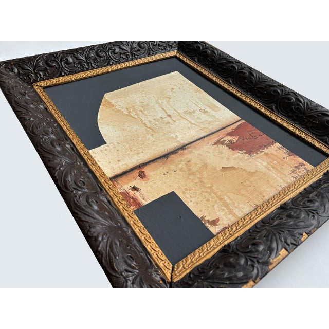 Abstract “Rodeo” Black Abstract Art in Antique Frame, Transitional Living Room Art by JTS For Sale - Image 3 of 10