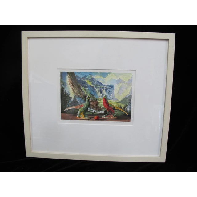 Paper Sherrie Wolf Oregon Signed Watercolor Painting Parrots With Yosemite View For Sale - Image 7 of 7