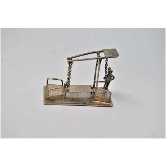 Silver Figure of Toll Collector and Drawbridge For Sale - Image 3 of 9