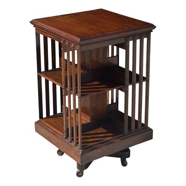 Antique Victorian Mahogany Revolving Bookcase, 1880 For Sale