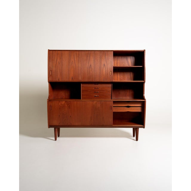 1960s Vintage Danish Teak Highboard with Bar Compartment, 1960s For Sale - Image 5 of 15