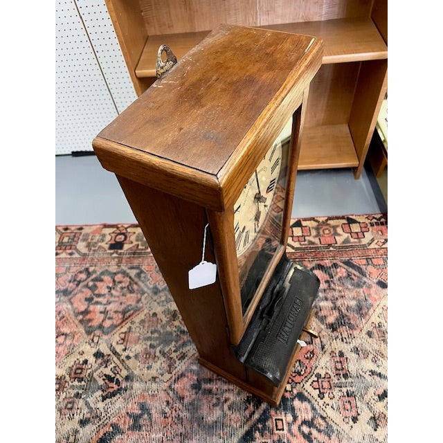 English Antique English Punch Clock For Sale - Image 3 of 9