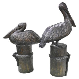 Large Bronze Pelicans Statues, Set of 2 For Sale