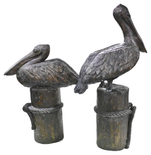 Large Bronze Pelicans Statues, Set of 2