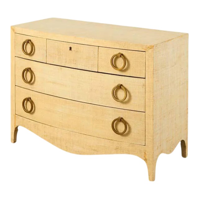 Karl Springer Style Raffia Grasscloth Clad Commode Chest For Sale