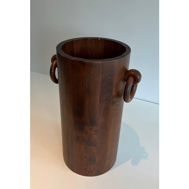 1950s Brutalist Wooden Umbrella Stand For Sale - Image 9 of 11