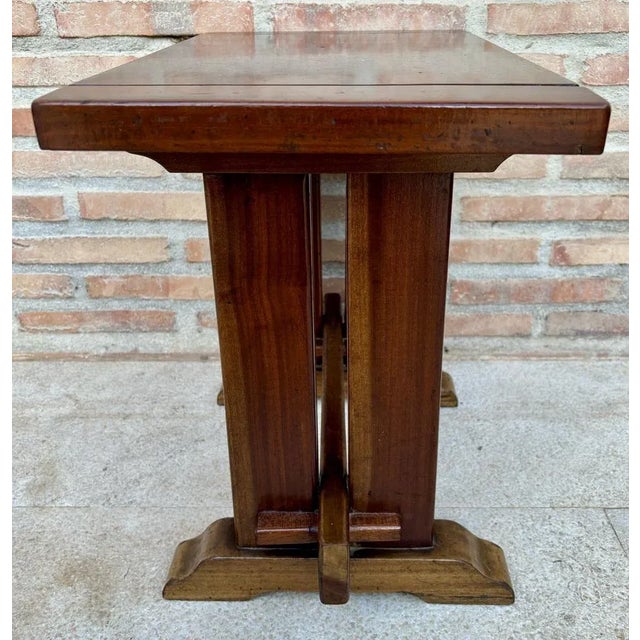 Vintage Cubist Art Deco Side Table in Walnut, 1920s For Sale - Image 6 of 7