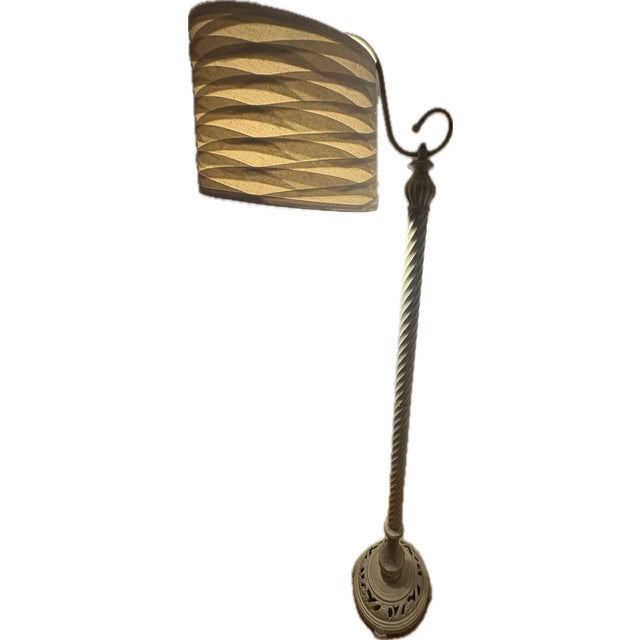 1900 - 1909 Vintage 1920s Spanish Revival Barley Twist Cast Iron Bridge Floor Lamp For Sale - Image 5 of 14