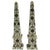 20th Century Italian Obelisks in Hand-Painted Porcelain, Set of 2 For Sale