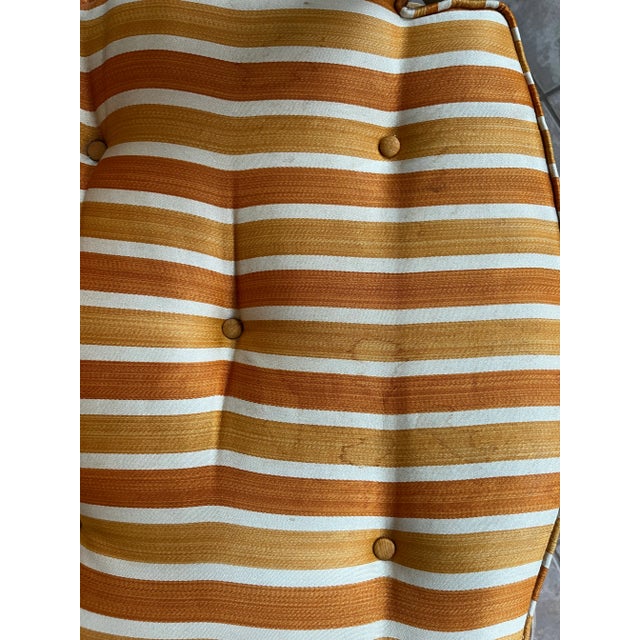 Wood Vintage Striped Upholstered French Style Armchair For Sale - Image 7 of 9