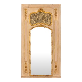 Louis XV Pink & Giltwood Trumeau Mirror, 18th C. For Sale