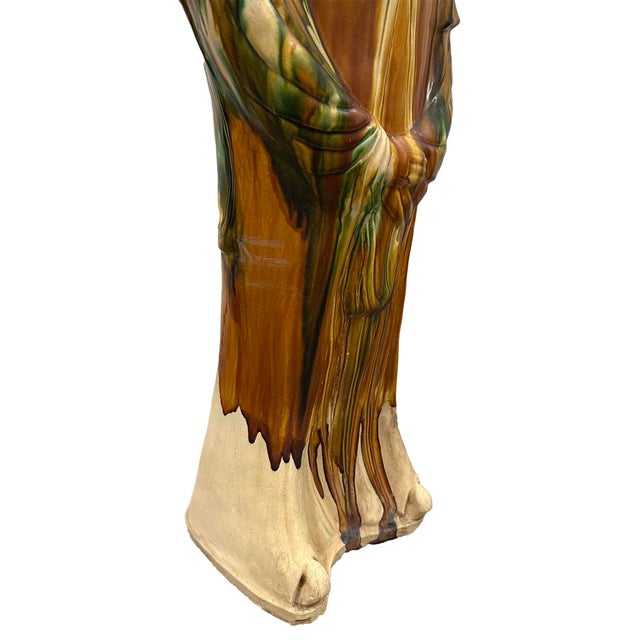 Ceramic Mid Century Large Chinese Sancai Glazed Pottery Figure - Tang Court Lady For Sale - Image 7 of 12