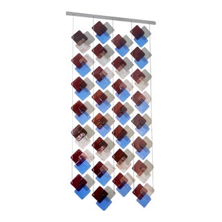 Organic Modern Italian Geometric Gray Purple Aqua Murano Glass Curtain / Divider For Sale