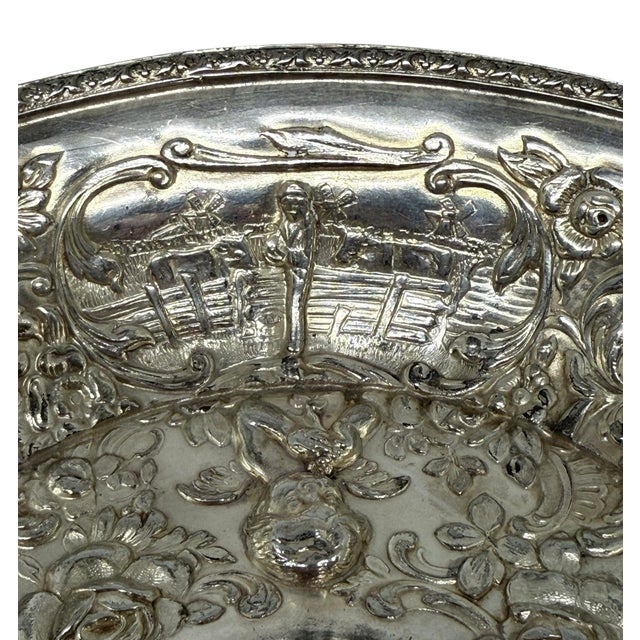 International Silver Antique Derby Silver Plate Company Footed Bowl Cherubs and Farming Design #762 For Sale - Image 4 of 12