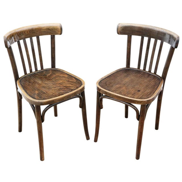 Wood Antique Bentwood Bistro Dining Chairs from Thonet, Yugoslavia, 1960s, Set of 2 For Sale - Image 7 of 7