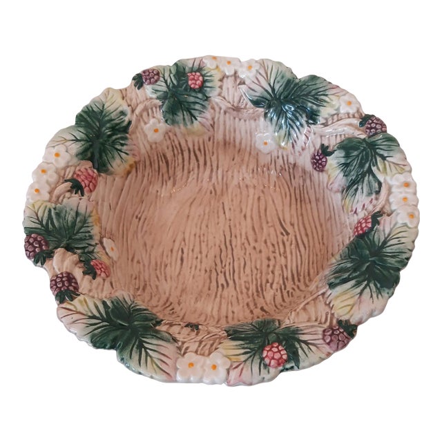Fitz & Floyd Berry Twig Majolica Bowl Christmas For Sale