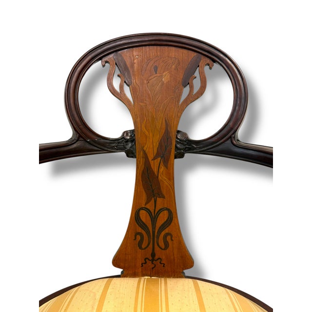 An Art Nouveau Wood Inlaid Chair For Sale - Image 4 of 9