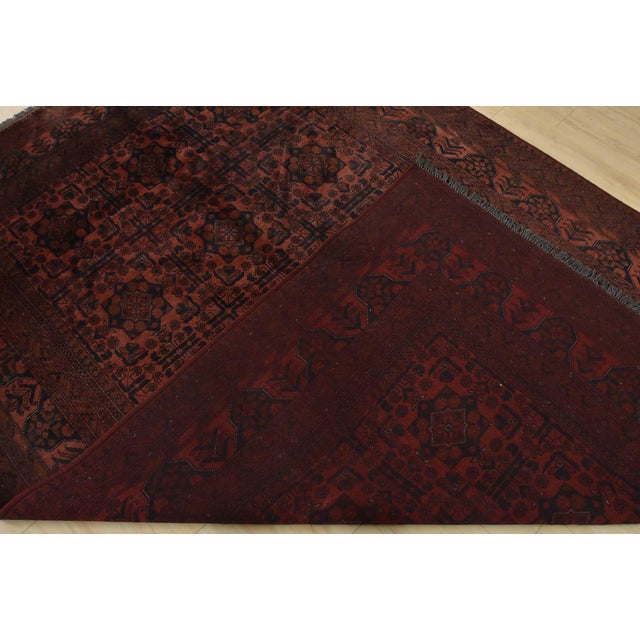 Turkmen Rug 6’7” X 9’6” Red Wool Tribal Hand-Knotted Oriental Carpet For Sale - Image 12 of 13