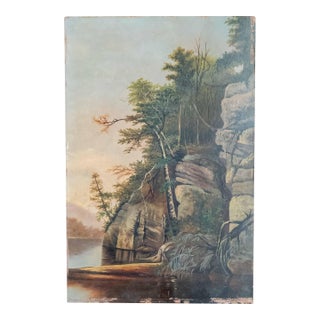 19th Century American Hudson River School Landscape Painting on Academy Board For Sale