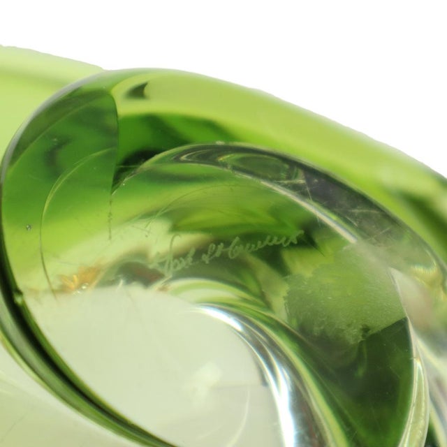 Vintage Green Crystal Bowl from Val Saint Lambert, 1960s For Sale - Image 9 of 13