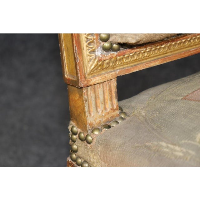 Gold Single 19th Century French Louis XVI Style Giltwood Aubusson Armchair For Sale - Image 8 of 14