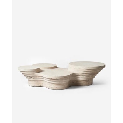 Slice me up sculptural coffee table in travertine by pietro franceschini. Dimensions: w 161cm x l 117cm x h 36 cm...