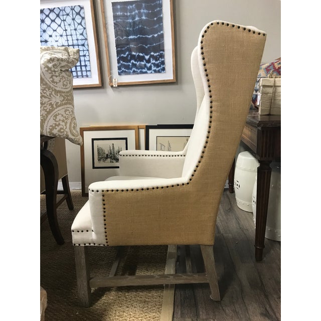 Burlap Backed Wing Back Chairs Set of 4 Chairish