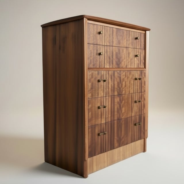 Mid-Century Walnut Uniflex Tallboy Chest of Drawers, 1960s For Sale - Image 10 of 10