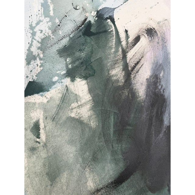 Textile "Sings My Soul" Oversized Lyrical Abstraction Painting in Dark Green and Blue by Stacey Warnix For Sale - Image 7 of 15