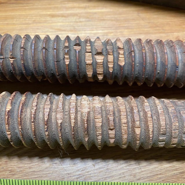 This antique wood clamp is as lovely as it is steadfast. Use as a display item or as a unique wall shelf. Long screws...