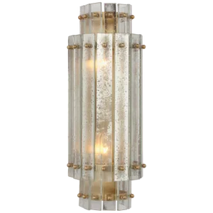 Carrier & Company for Visual Comfort Signature Cadence Small Tiered Sconce in Hand-Rubbed Antique Brass with Antique Mirror