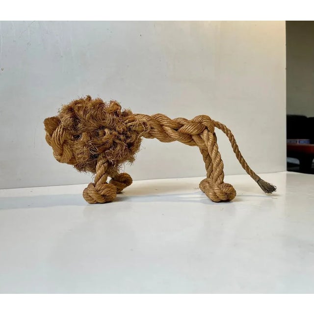 Textile Vintage Natural Rope Lion by Kay Bojesen & Jorgen Bloch, Denmark, 1960s For Sale - Image 7 of 7