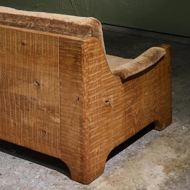Vintage Three-Seater Sofa in Mohair and Oak, Belgium, 1940s For Sale - Image 4 of 16