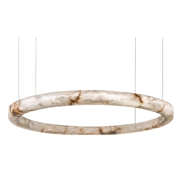 Halo with Pipe 100 Pendant Lamp by United Alabaster For Sale