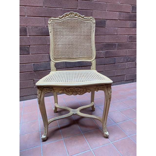 Wood Vintage French Provincial Cane Louis XV Style Wood Dining Chair. Three Available For Sale - Image 7 of 8