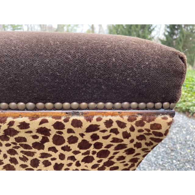 Exotic Pair of Animal Print Upholstered Ottomans For Sale - Image 9 of 13