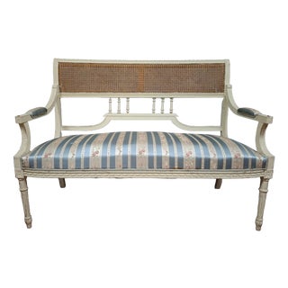 Louis XVI Style Bench in Wood and Fabric For Sale