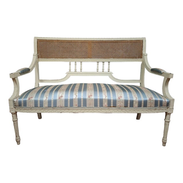 Louis XVI Style Bench in Wood and Fabric For Sale
