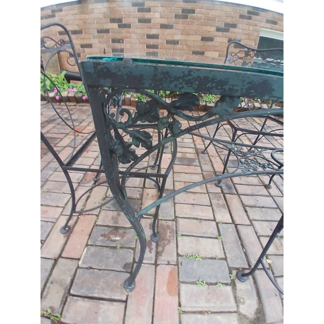 1960s Vintage Wrought Iron Patio Dining Set, Salterini Style, 4 Pieces For Sale - Image 5 of 10