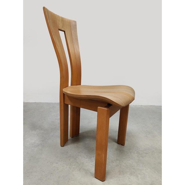 Vintage French Wooden Dining Chairs in the style of Pierre Chapo, 1970s, Set of 3 For Sale - Image 4 of 6